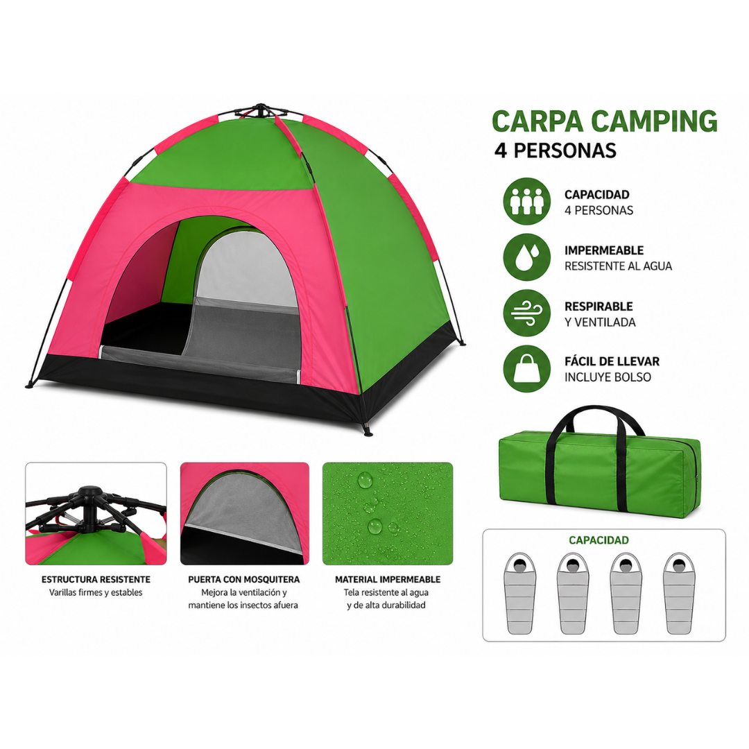 Carpa Camping Impermeable 4 personas