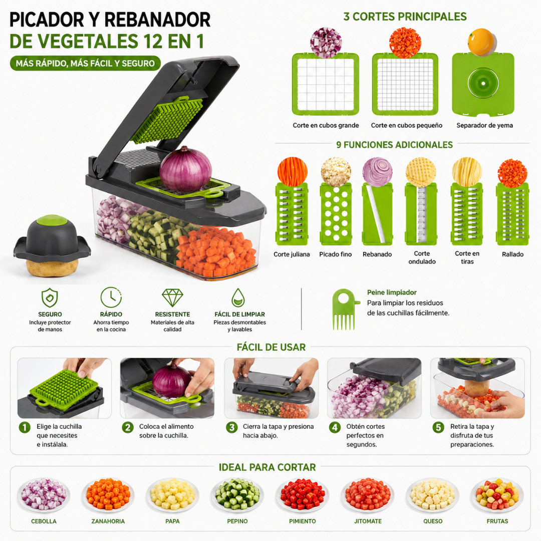 Picador Vegetales Rebanador Cortador de Vegetales