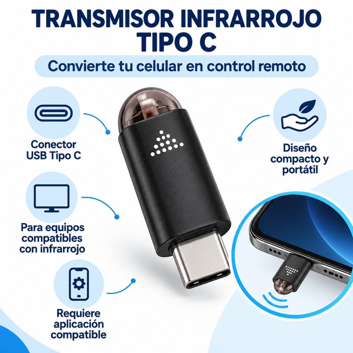 Transmisor Infrarojo Tipo C Inteligente Control Remoto