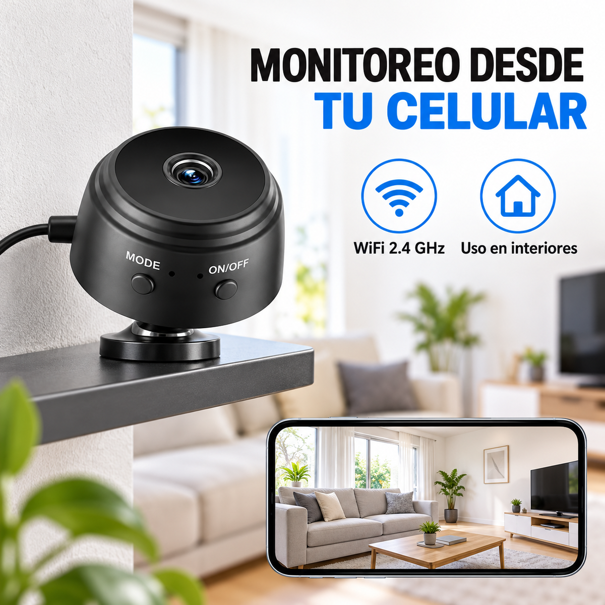 Mini Cámara Seguridad Mini Camara Espía 480p 2.4GHz