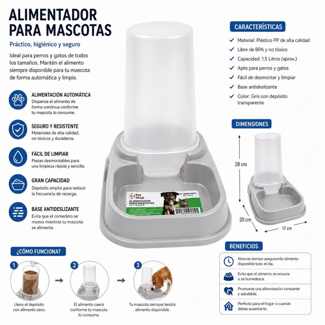 Comedero Mascota Dispensador De Concentrado