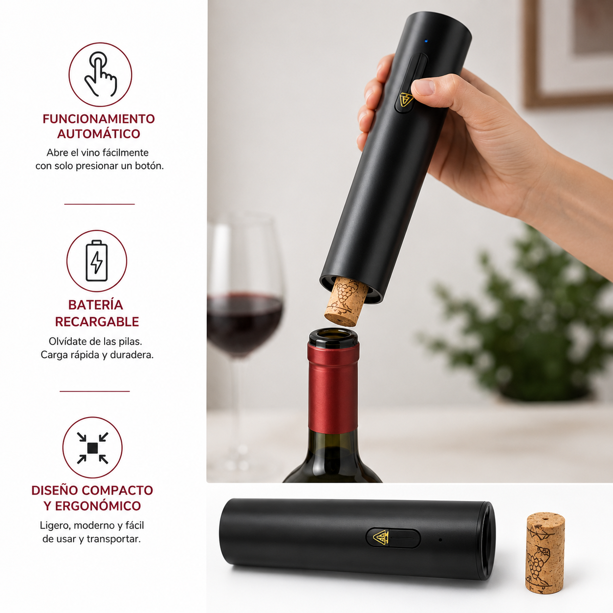 Sacacorchos Electrico Destapador de Vino