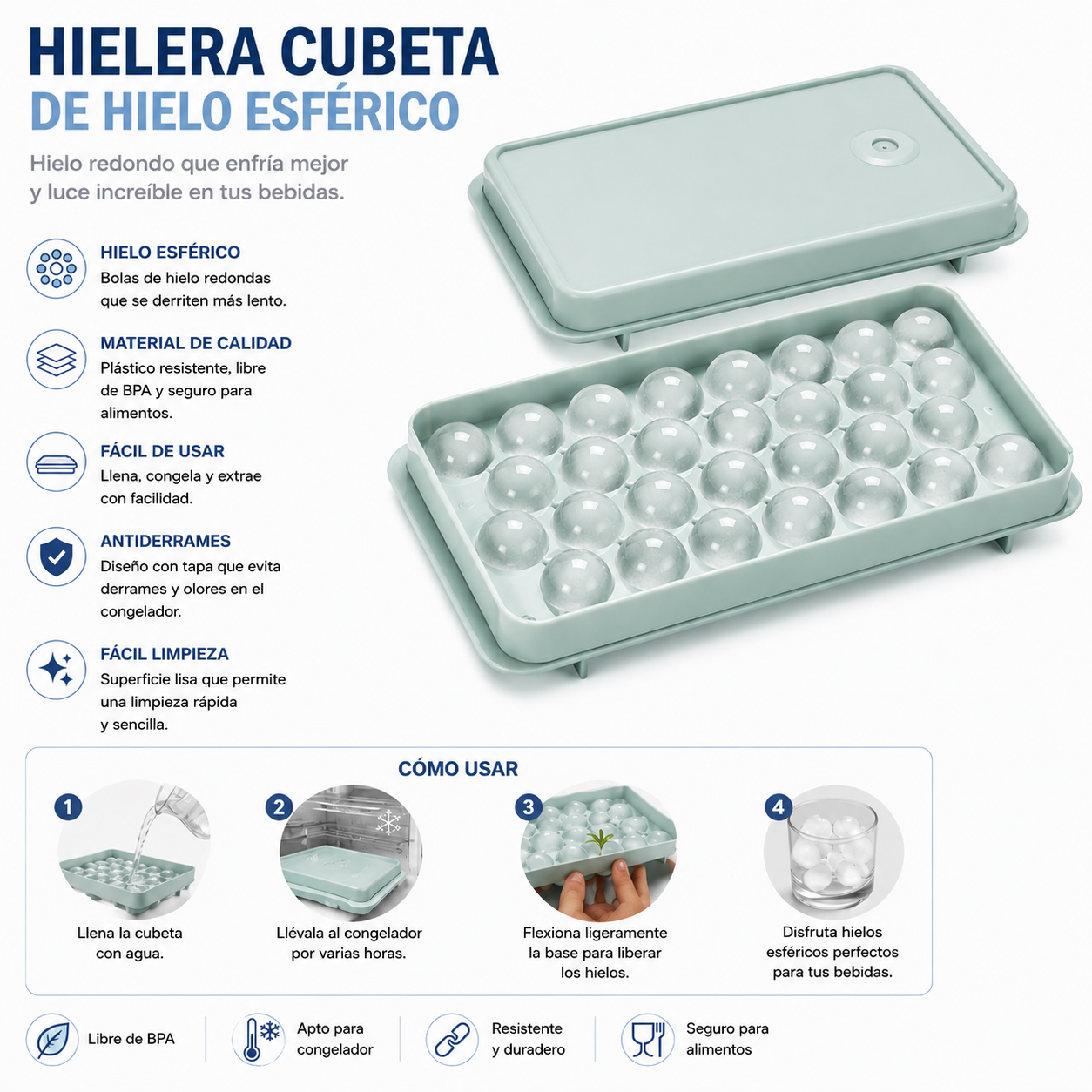 Hielera Cubeta de Hielo Esferico
