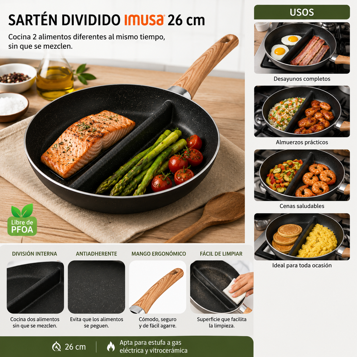 Sarten dividido Imusa 26cm
