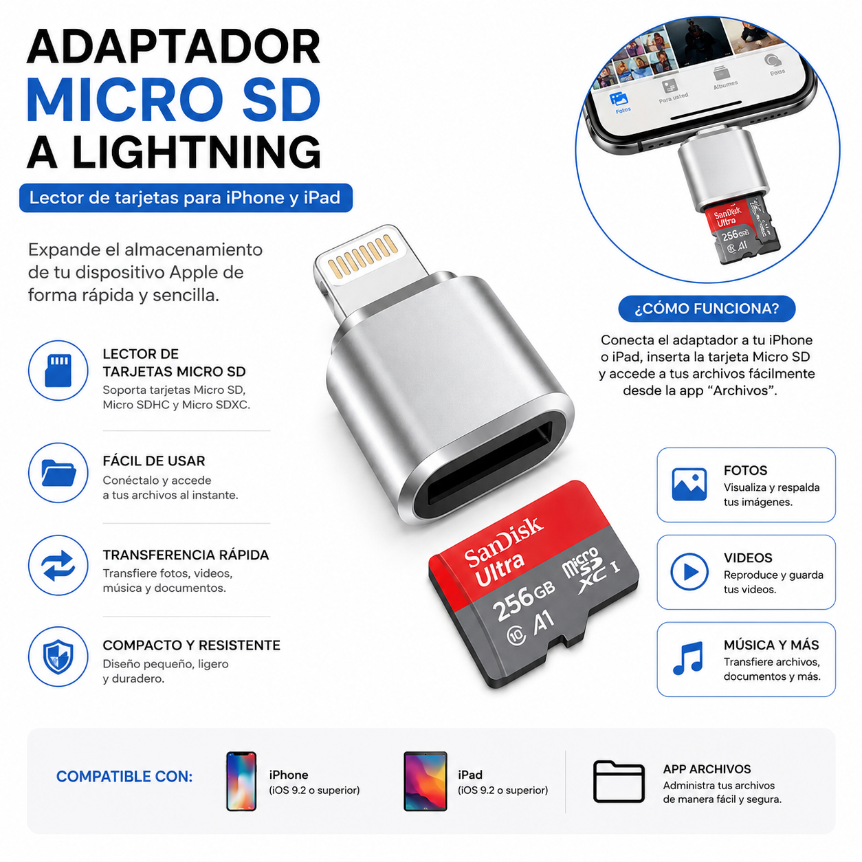Adaptador micro sd a Lightning