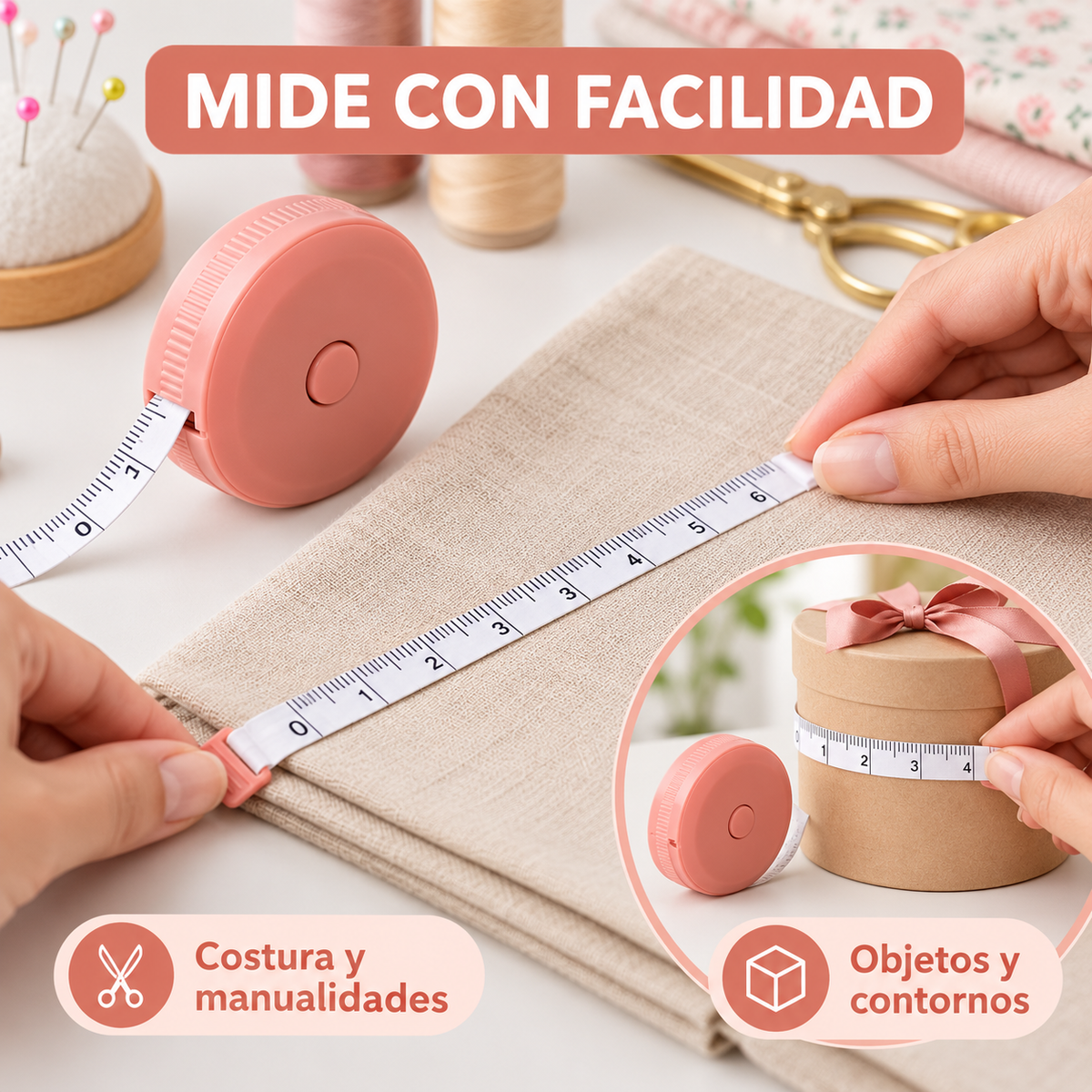 Cinta Métrica Blanda 1.5m Retráctil