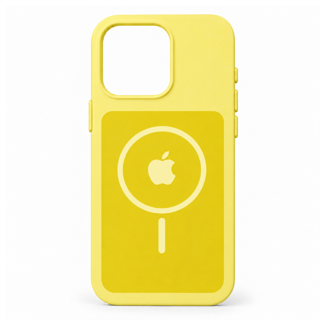 Estuche Iphone 16 Pro Silicona Luxe Amarillo Con Logo
