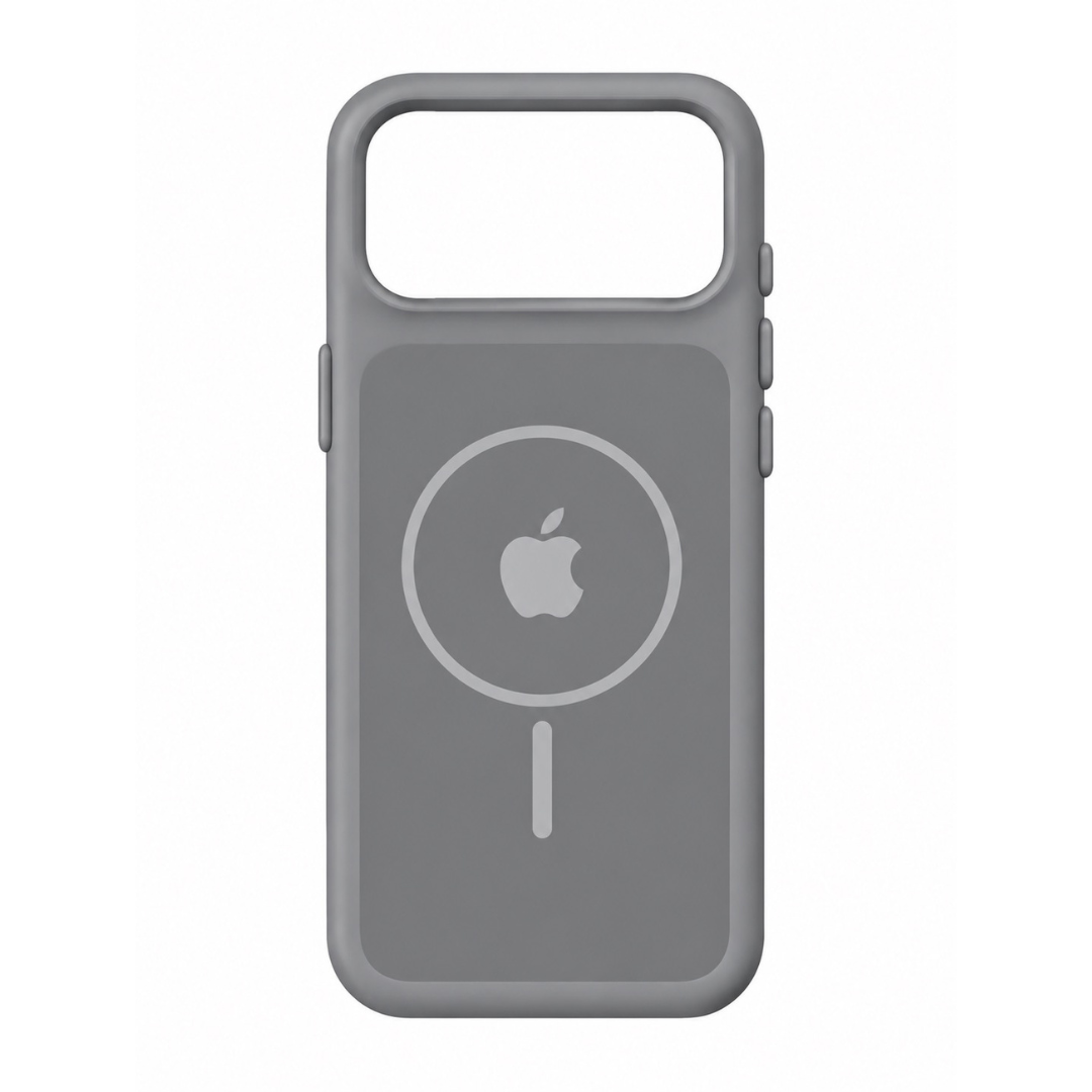 Estuche Iphone 17 Pro Max Silicona Luxe Gris Con Logo