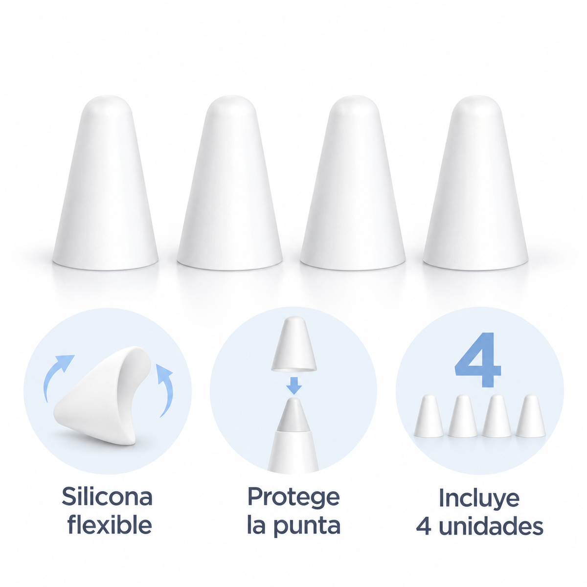 Funda Apple Pencil Silicona Blanca x4