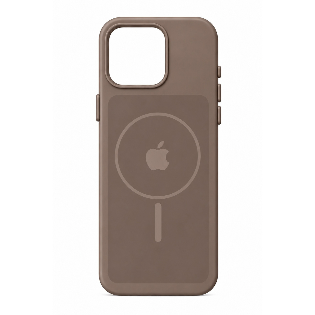 Estuche Iphone 16 Pro Max Silicona Luxe Cafe Claro Con Logo
