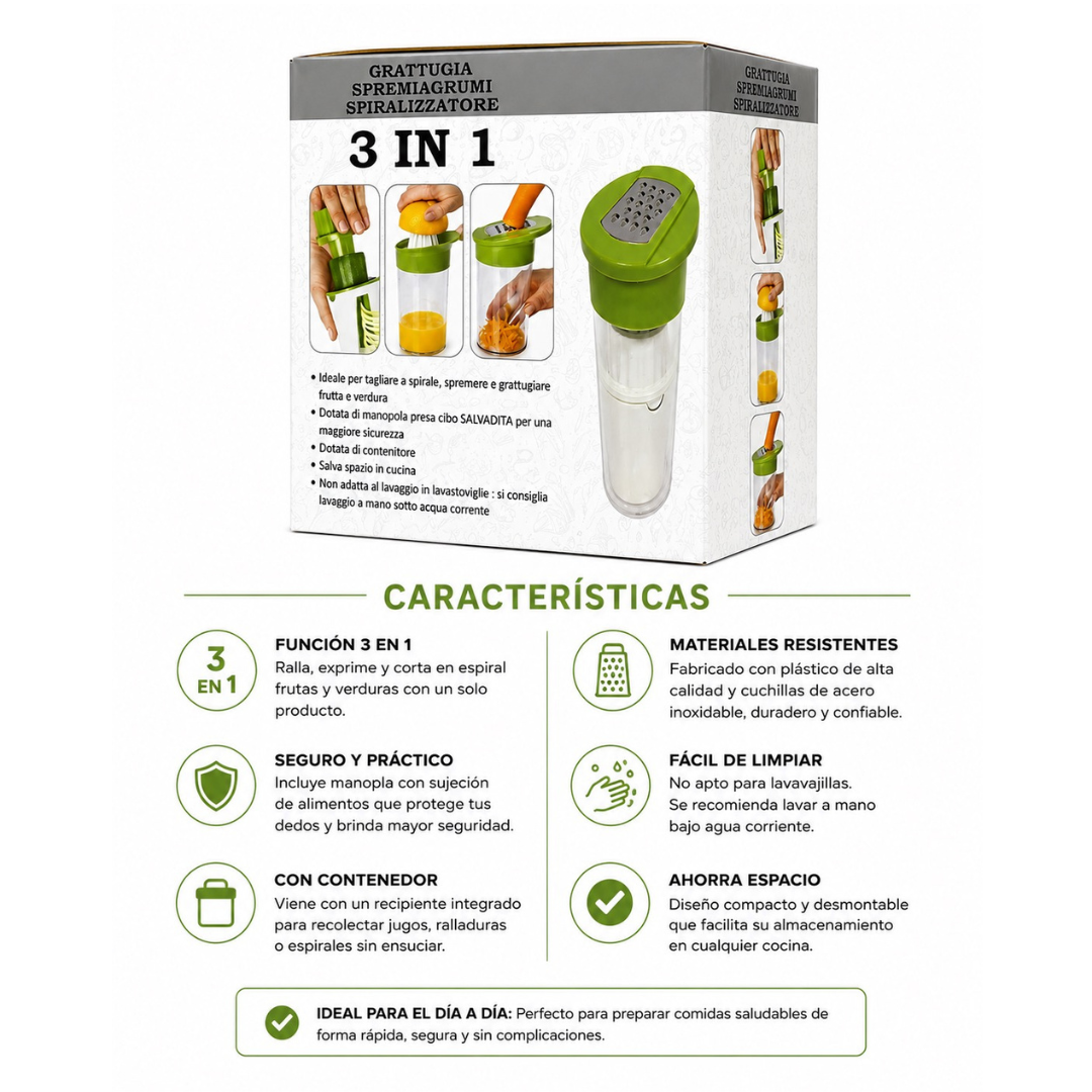Rallador Exprimidor Vaso Multiuso 3 En 1