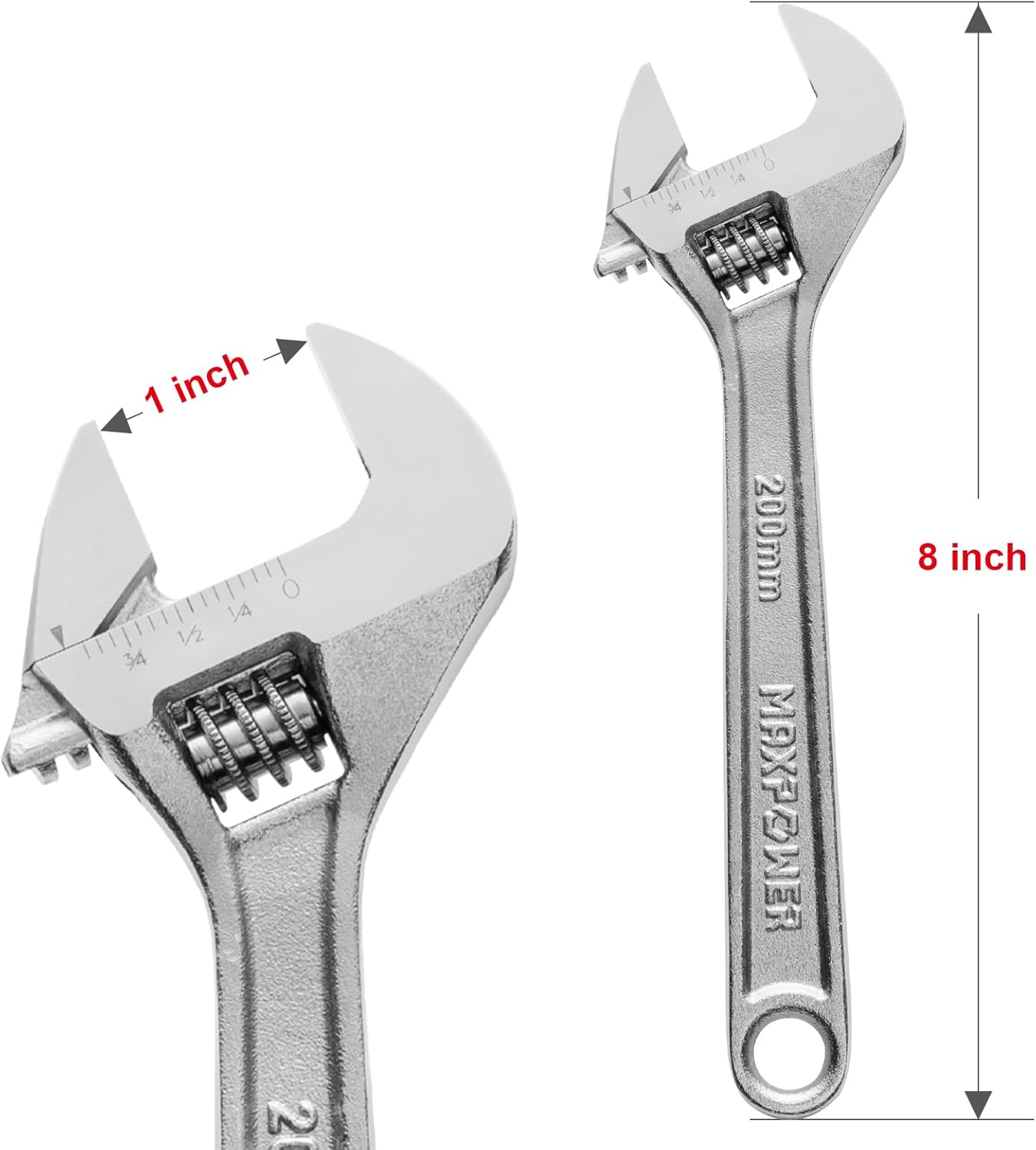 8 Inch Chrome Plated Adjustable Wrench