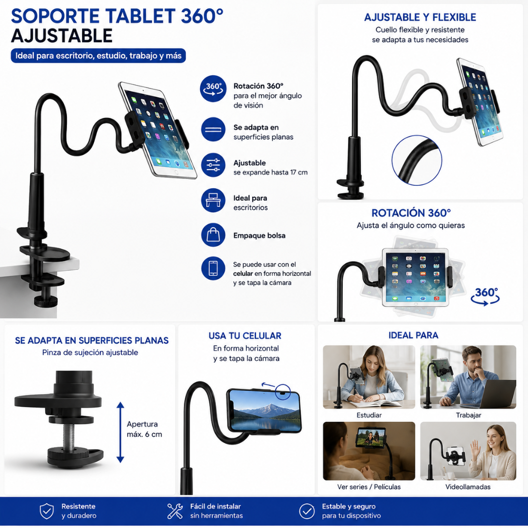 Soporte Tablet 360 Ajustable