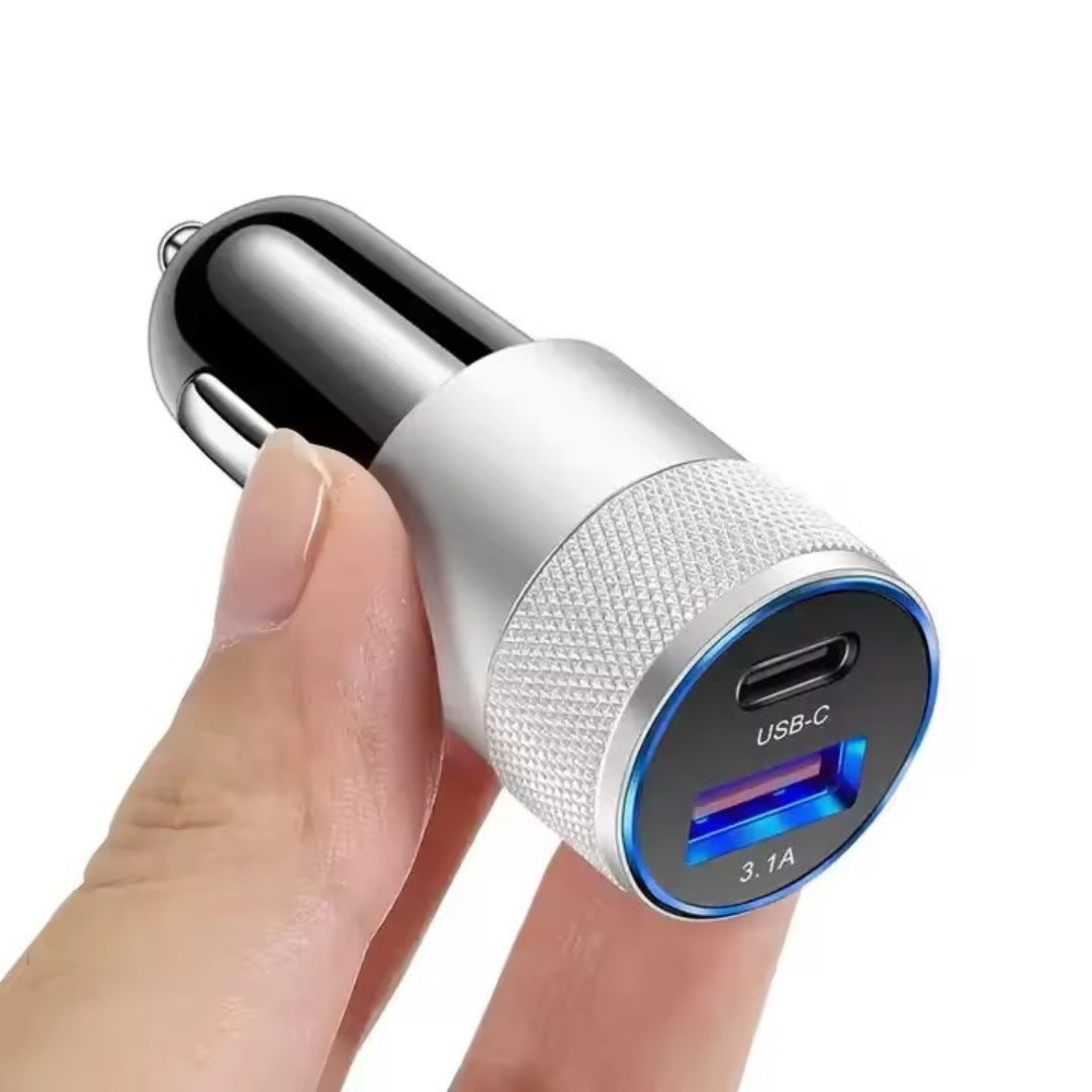 Car Charger Fast Charging Type C + Qc3.0 Usb