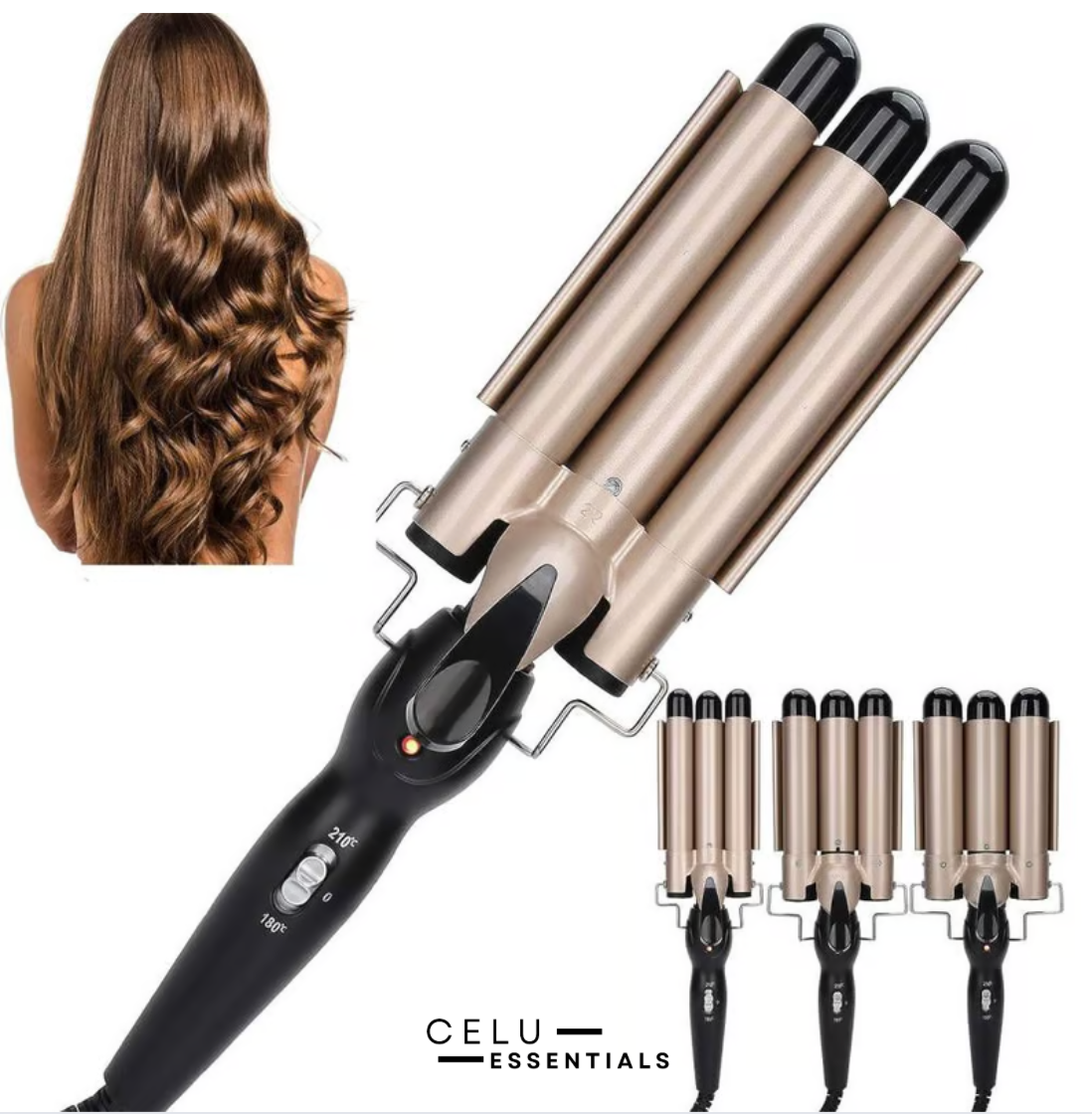 Triple Tube Keratin Mermaid Waves Curling Iron