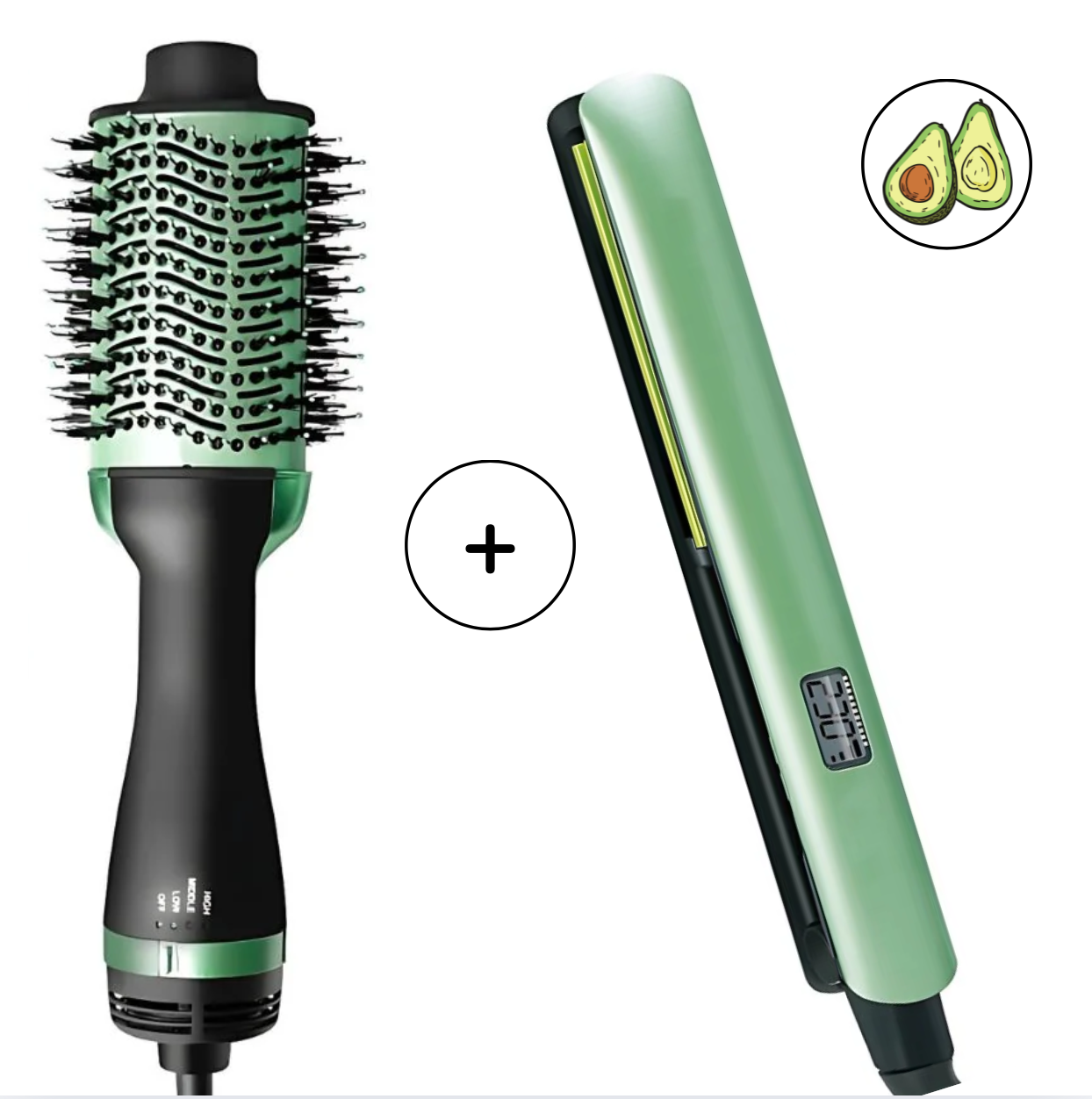 Avocado Iron and Dryer Brush Combo
