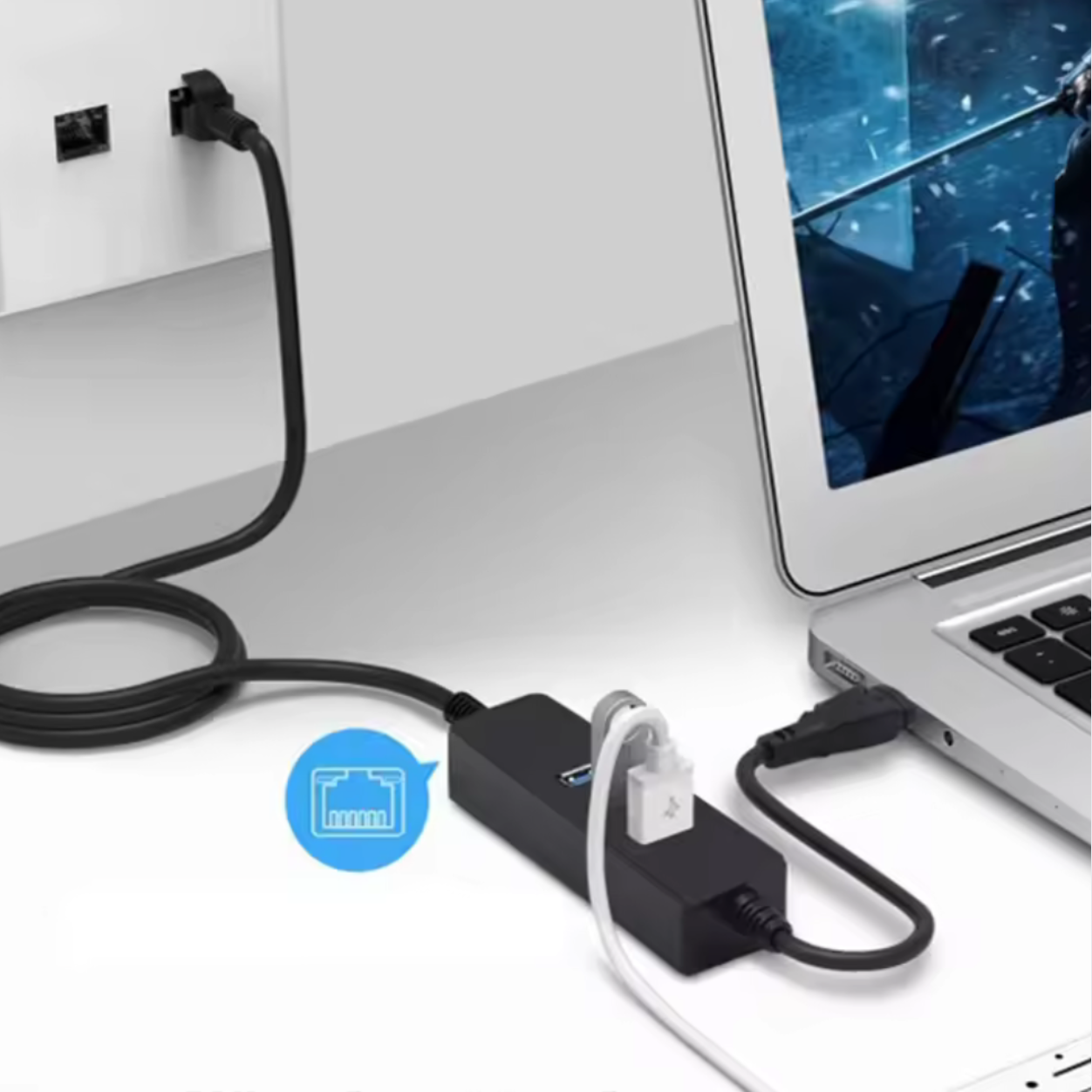 Usb to Ethernet Rj45 and 3 Usb Adapter