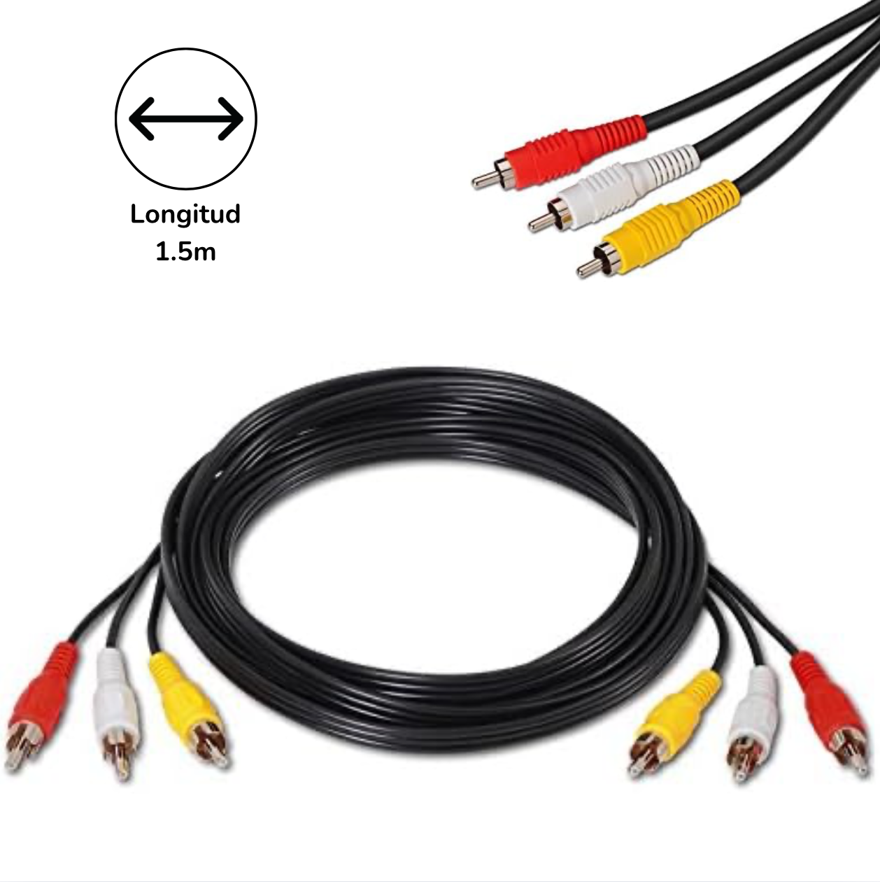 3 to 3 Audio Auxiliary Cable 1.5m