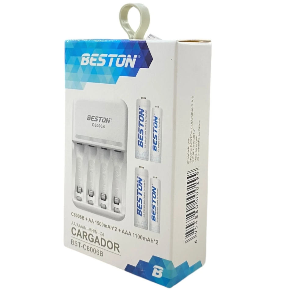 Cargador De Pilas Con Pilas Beston Recargable Mixta AA Y AAA
