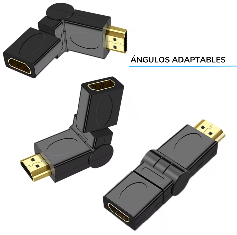Adaptador Codo Hdmi Flexible Negro Extensor Macho A Hembra Conector