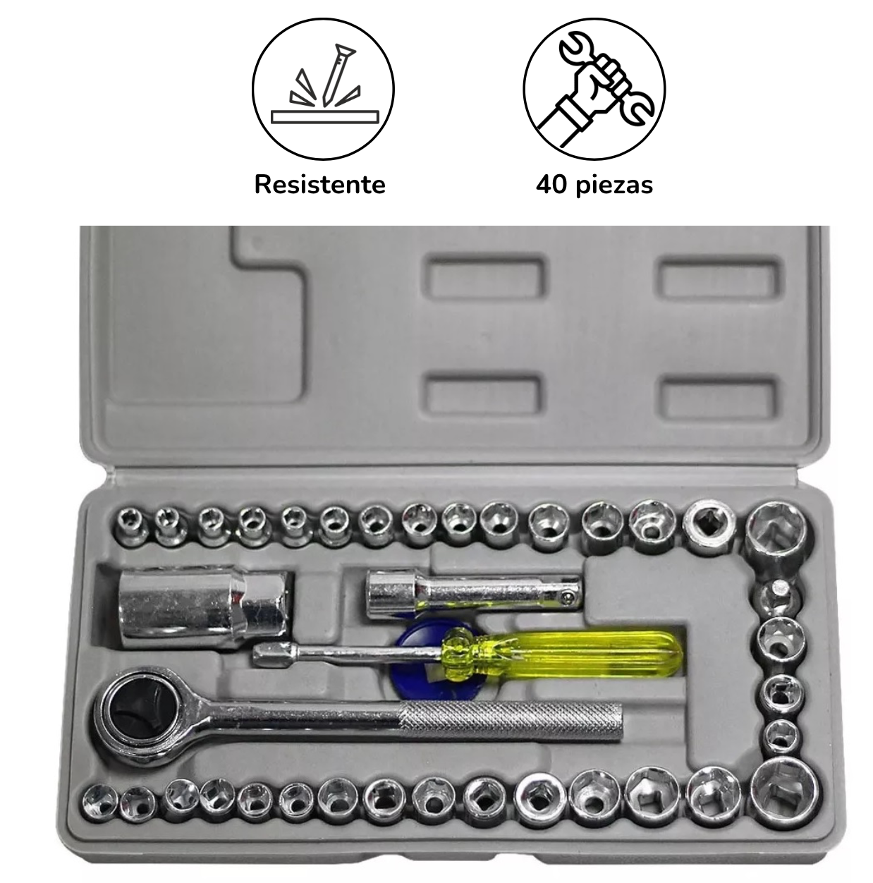 Juego De Raches Copas X 40 Piezas Mecanica Vehiculos Herramienta Juego De Copas Ratchet 40 Piezas