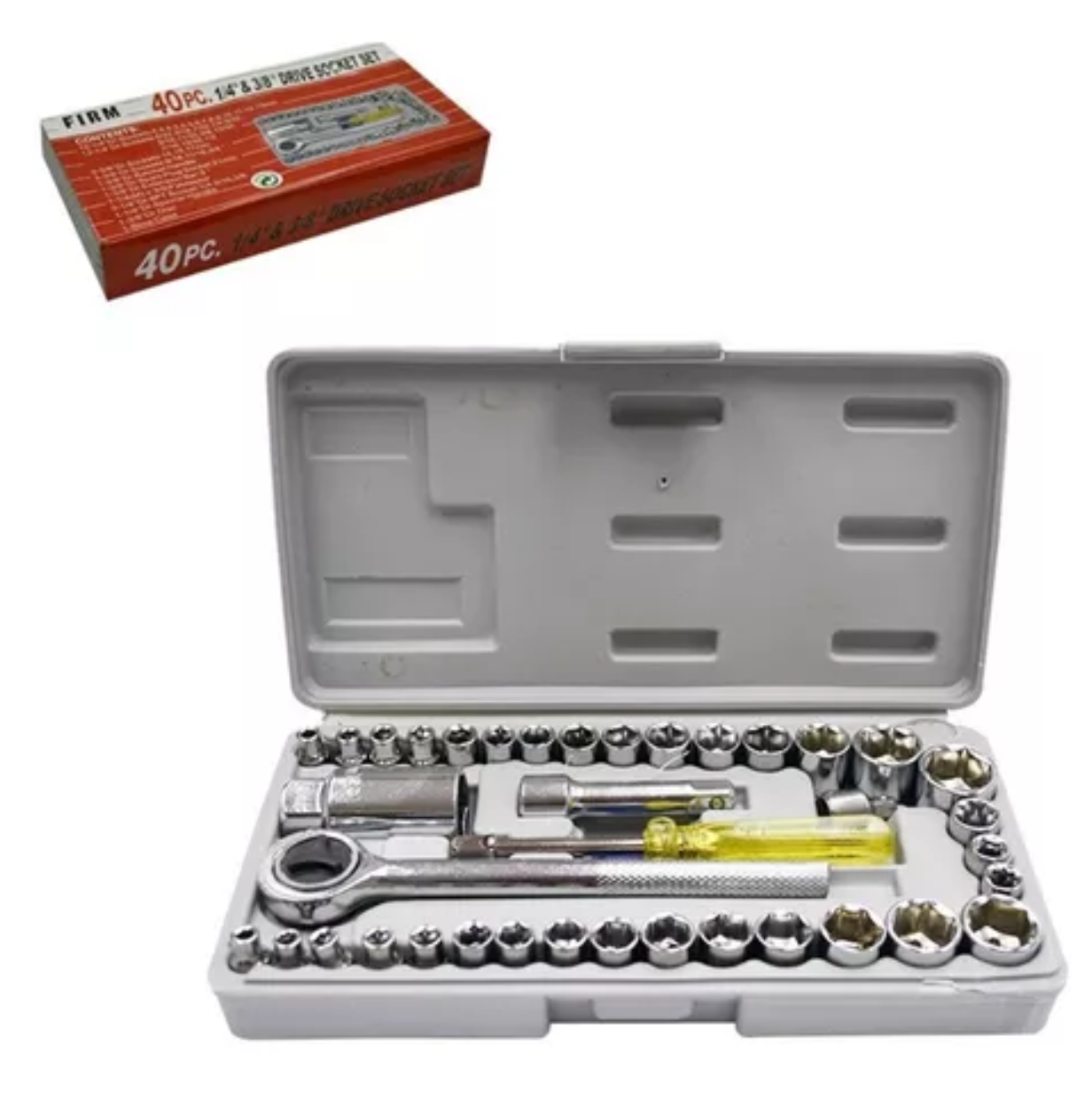 Ratchet Socket Set X 40 Pieces Mechanics Vehicles Tool Ratchet Socket Set 40 Pieces