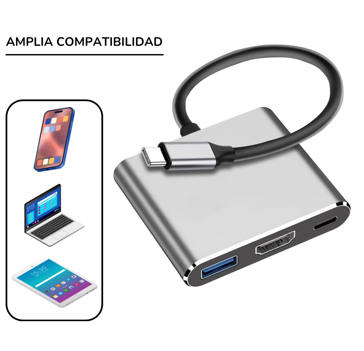 Adaptador Tipo C A Hdmi / Usb / Tipo C