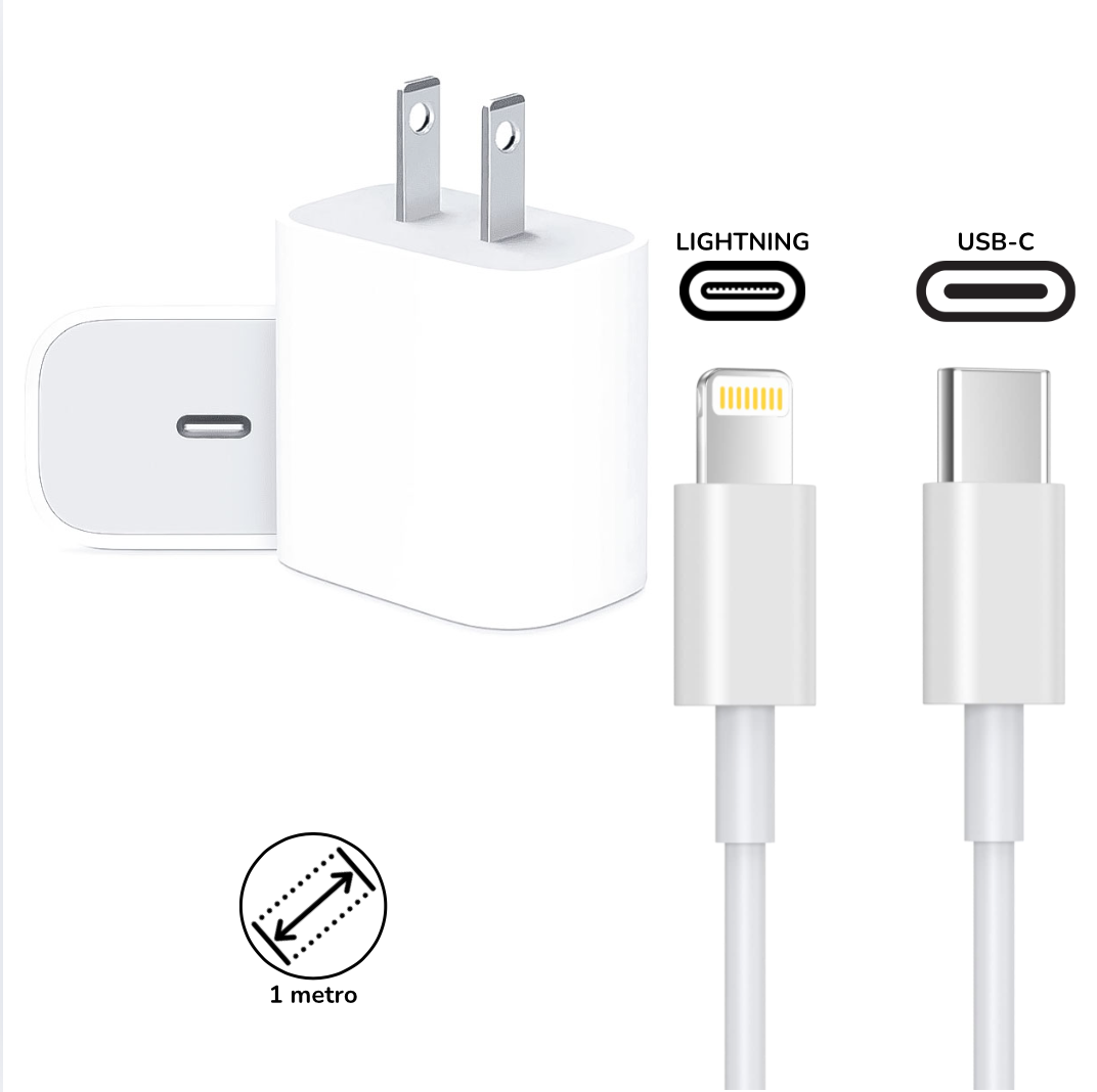 Complete Generic iPhone Charger Fast Charging 25 W Cable + Cube