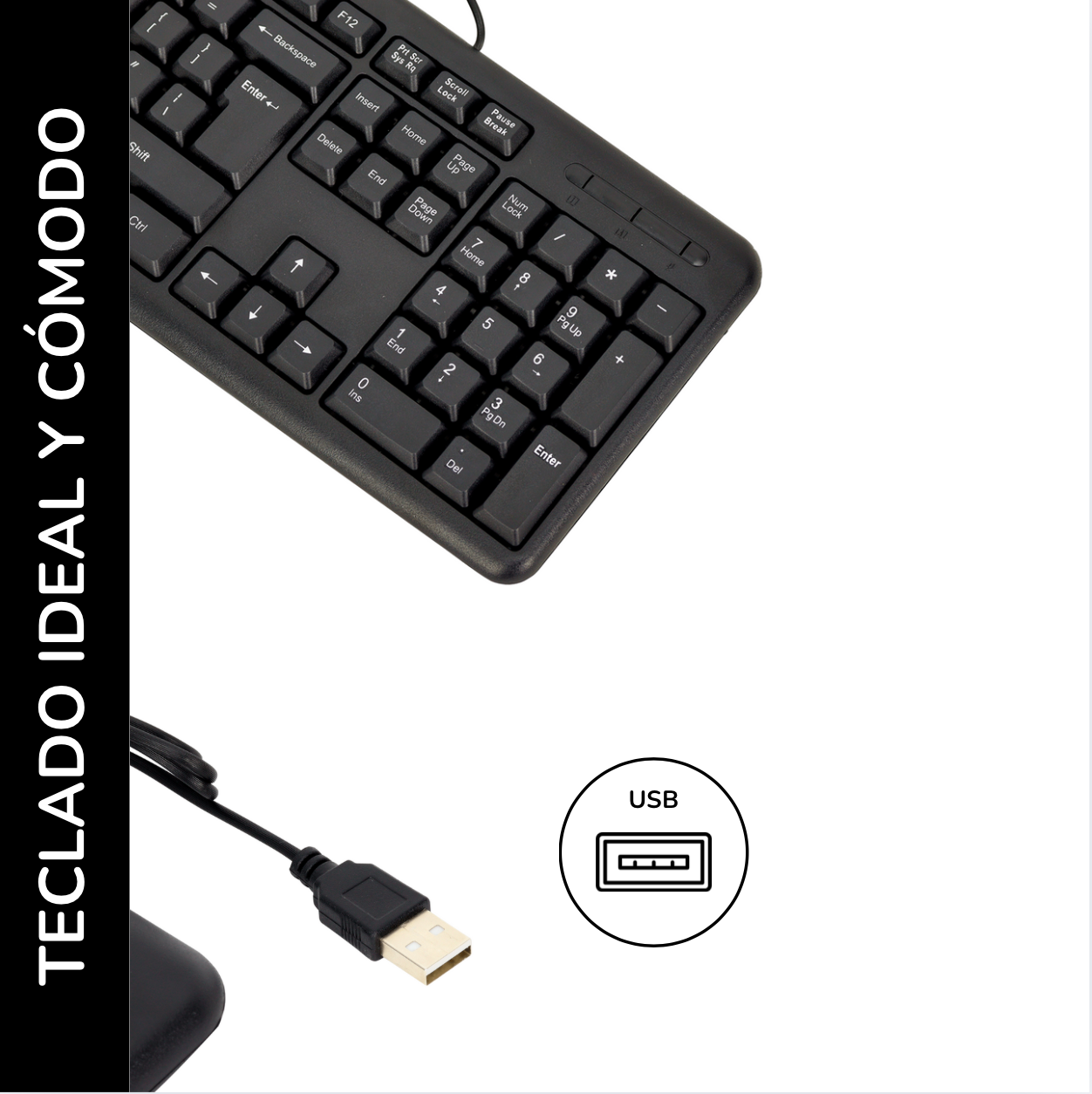 Teclado Para Pc Usb Negro Oficina