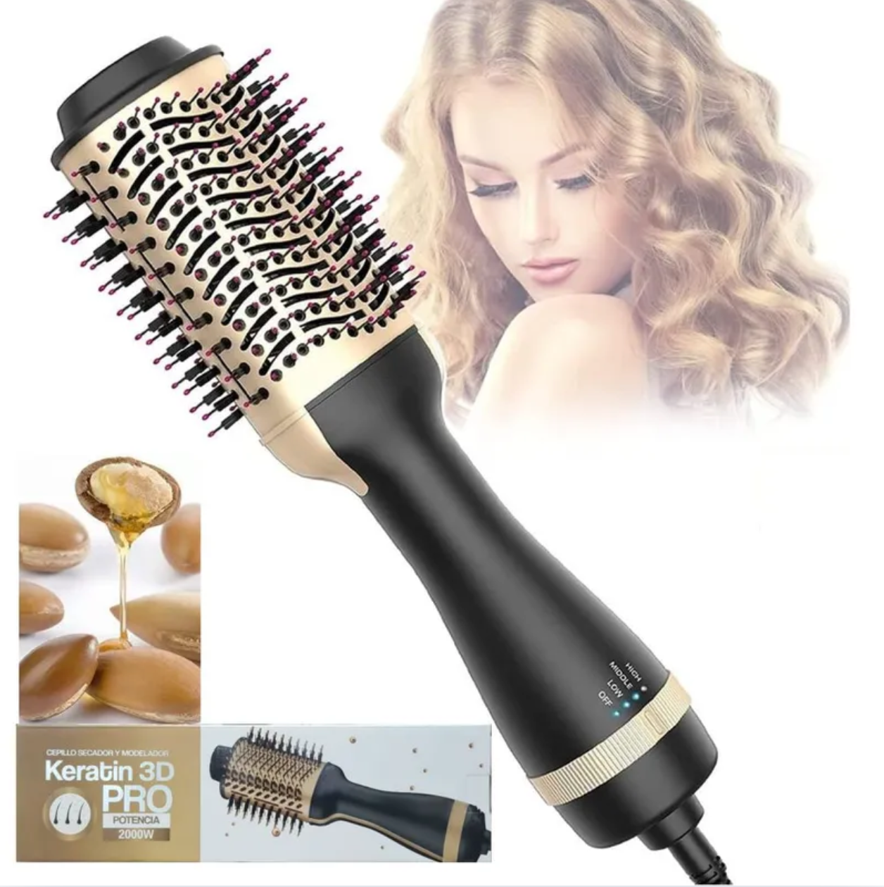 3D Power Keratin Dryer and Styler Brush