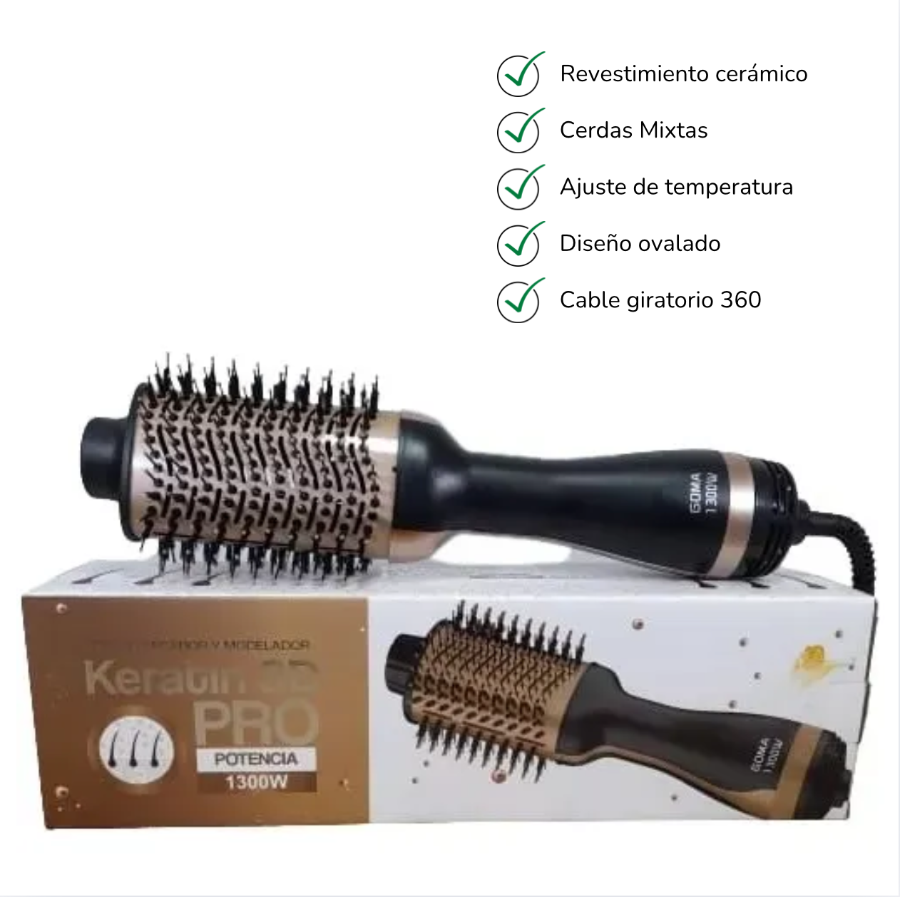 Cepillo Secador Y Modelador 3d Power Keratina