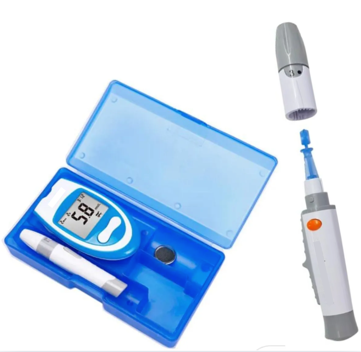Glucómetro Digital Medidor De Glucosa En La Sangre Con Lancetas Y Tiras Reactivas