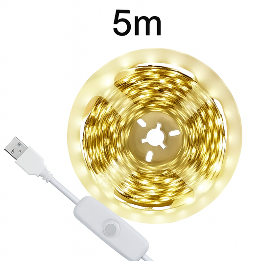 Cinta Led Blanca Cálida 5 Metros Con Usb