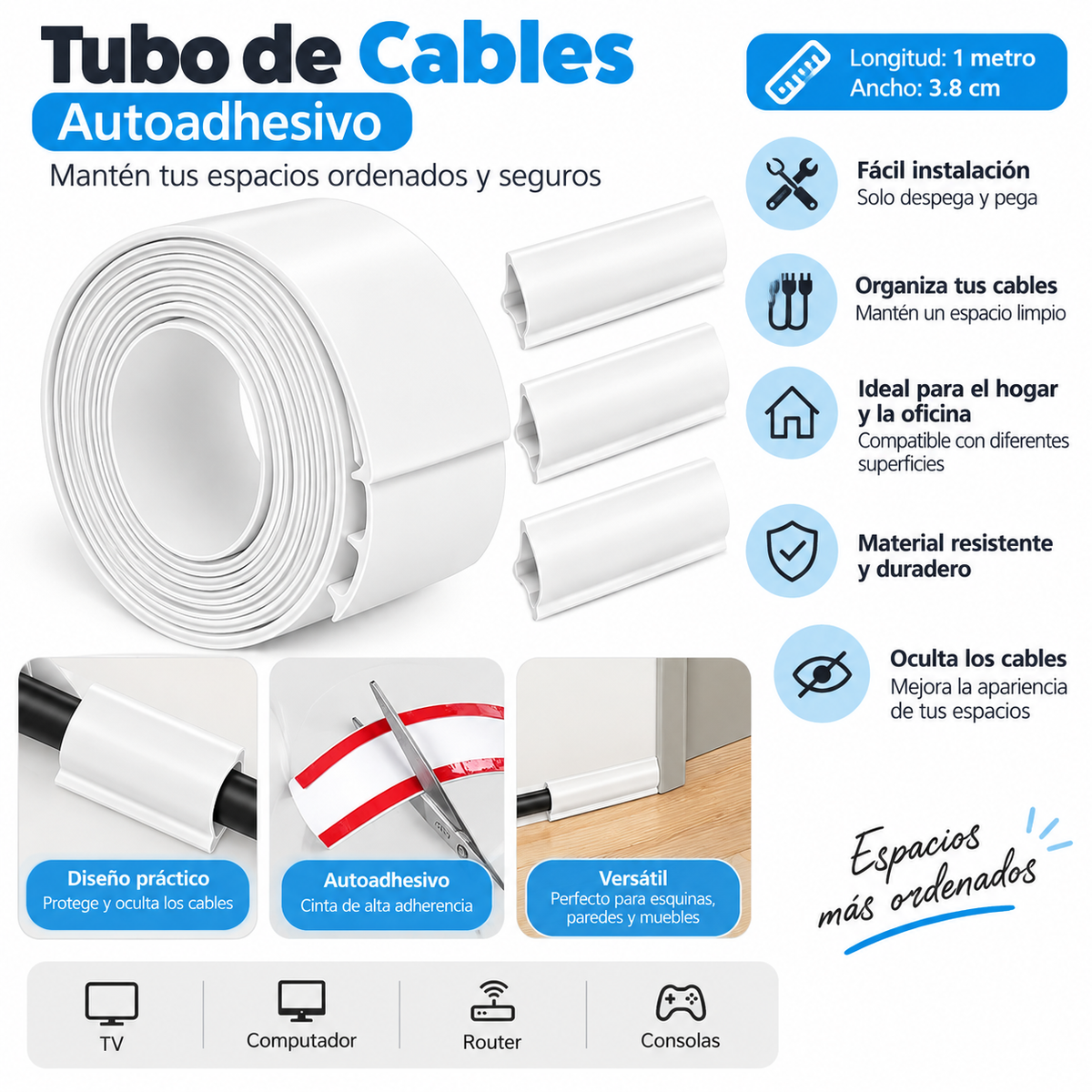 Tubo De Cables Autoadhesivo 1 Metro