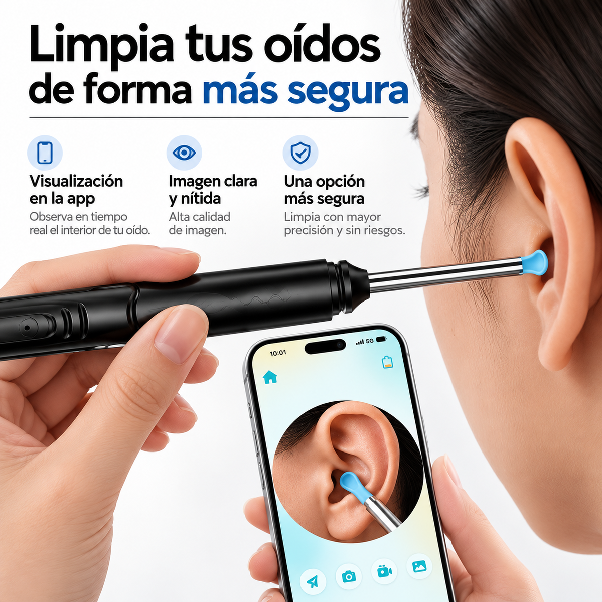 Limpiador De Oídos Inteligente Con Cámara Inalámbrico Recargable