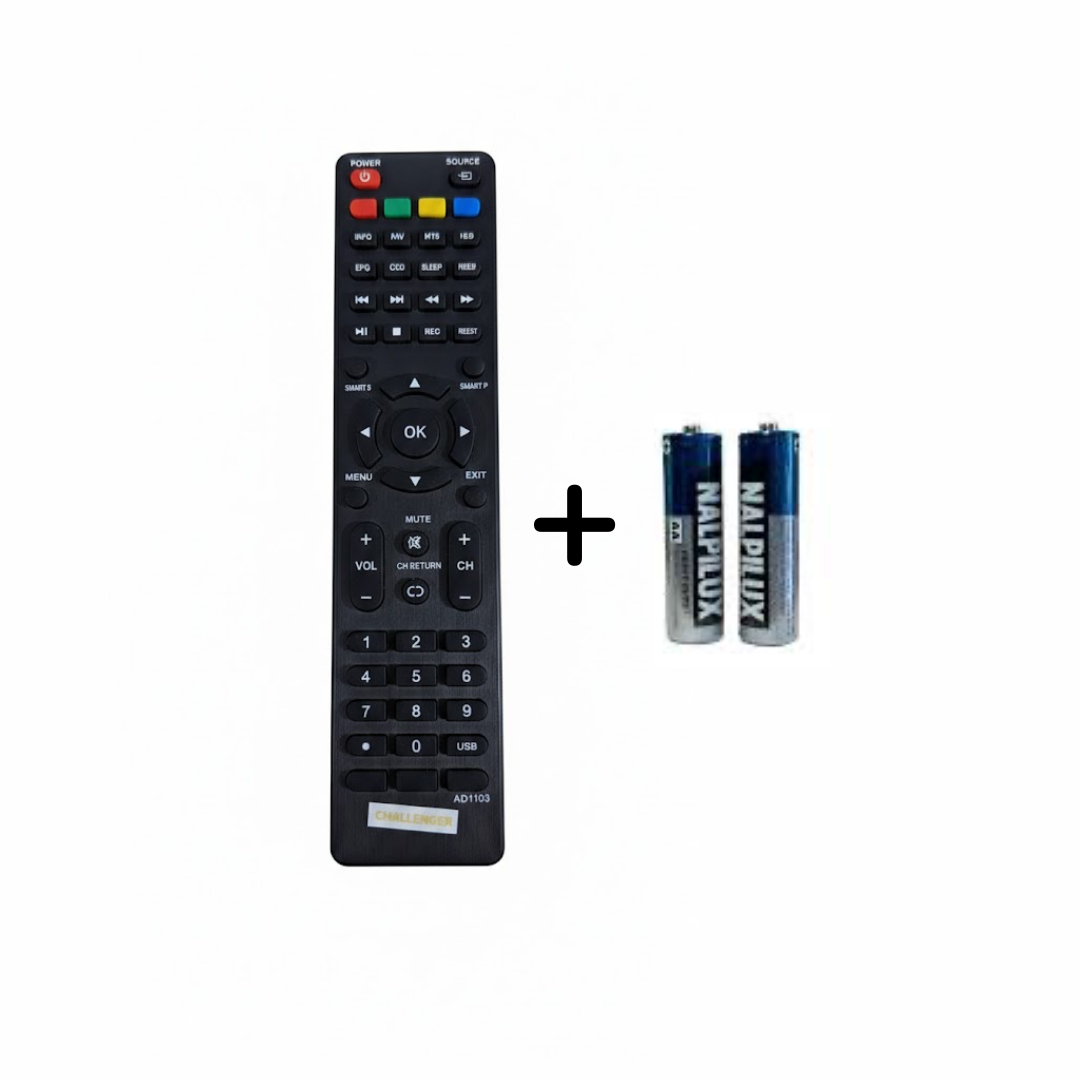 Control Remoto Tv Challenger Lcd Genérico Con Pilas