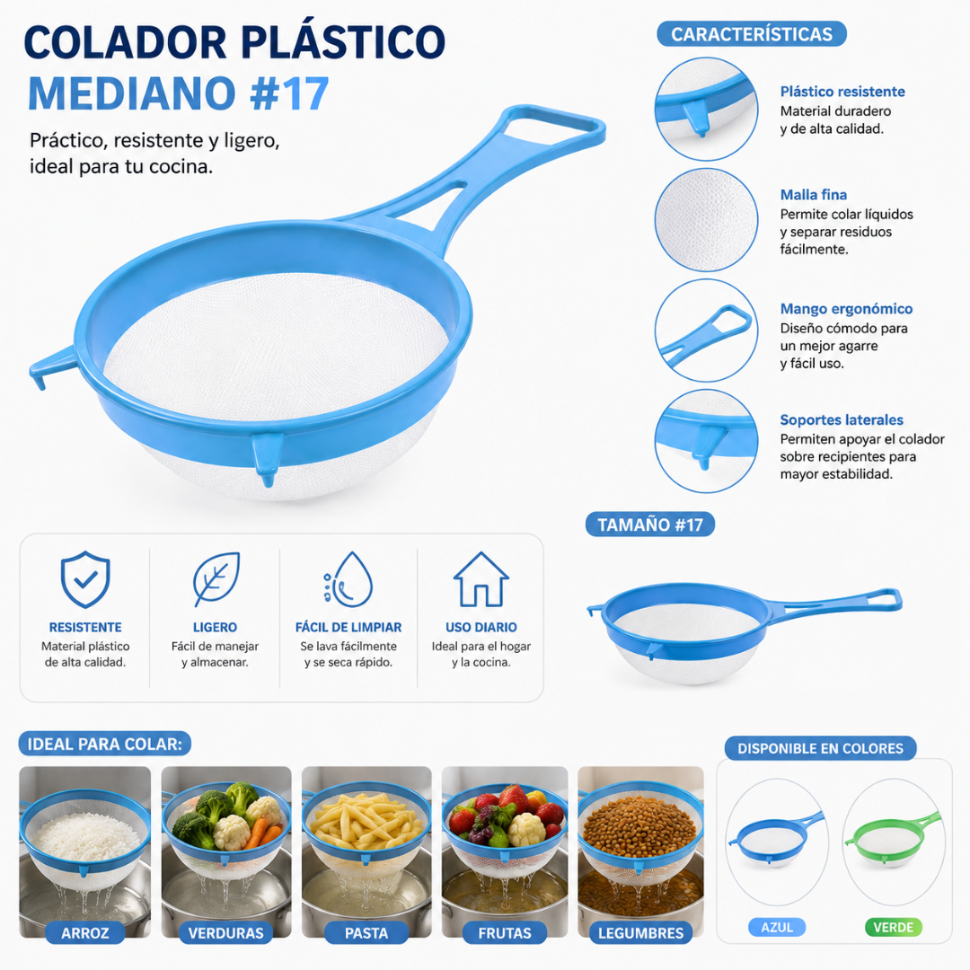 Colador Plástico Cocina Mediano #17