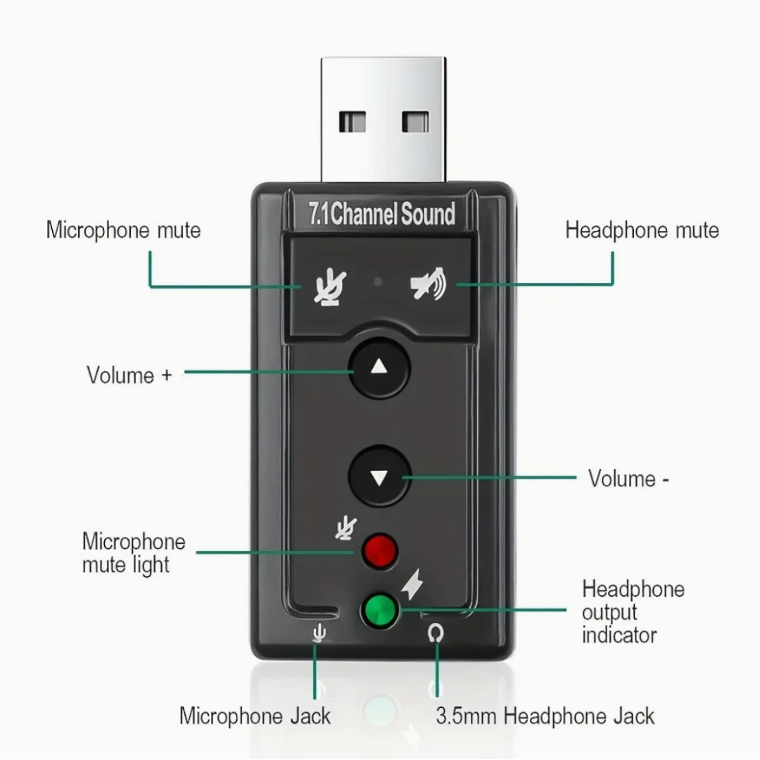 Tarjeta de sonido Usb Externa 7.1