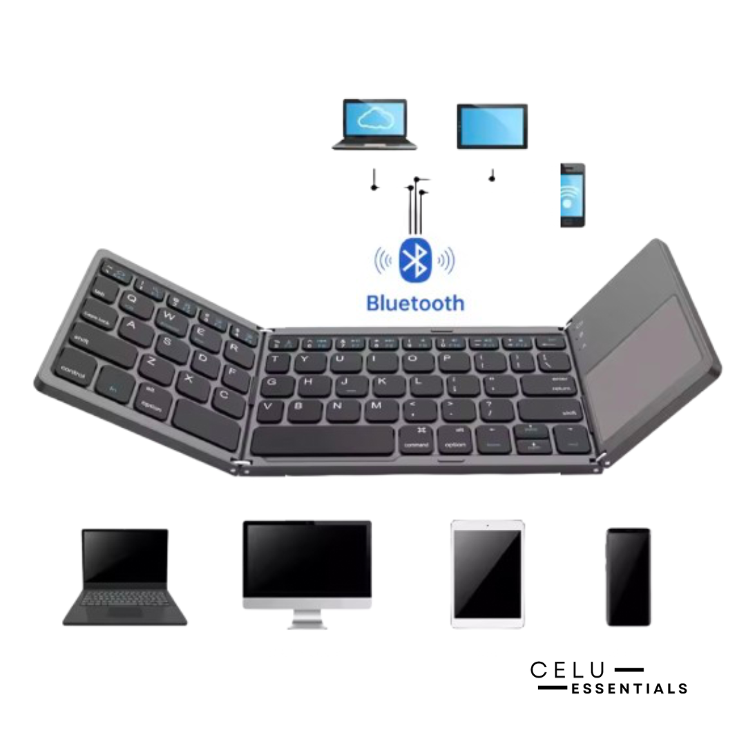 Wireless Bluetooth Foldable Keyboard with Built-in Mouse