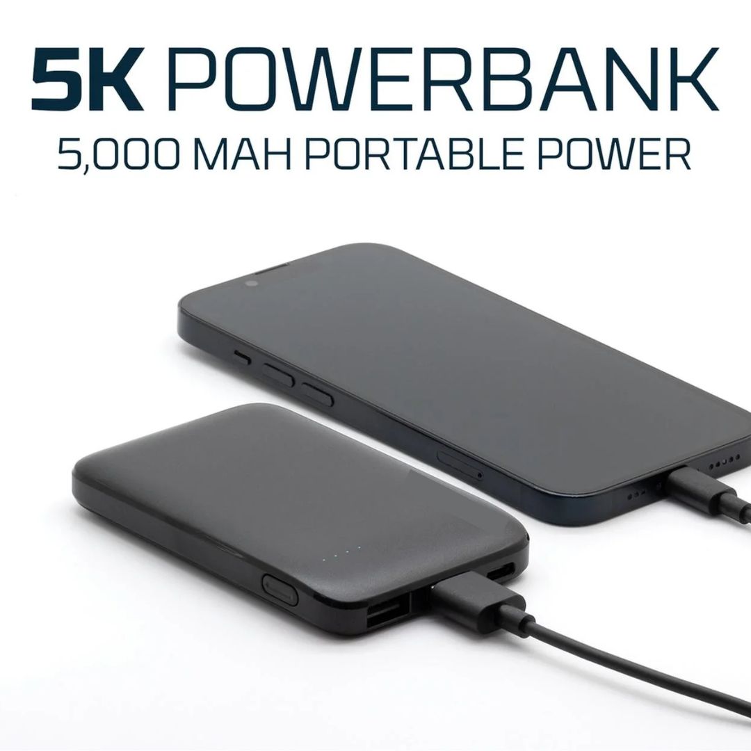 External Battery Power Bank 5000 mAh Black