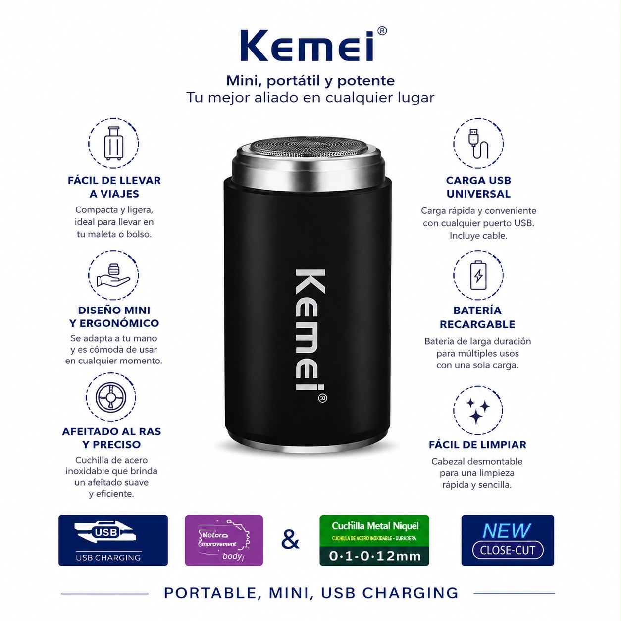 Mini Máquina De Afeitar De Bolsillo Kemei Km-c51