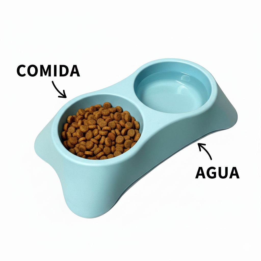 Plato Comedero Doble Plástico Para Mascotas