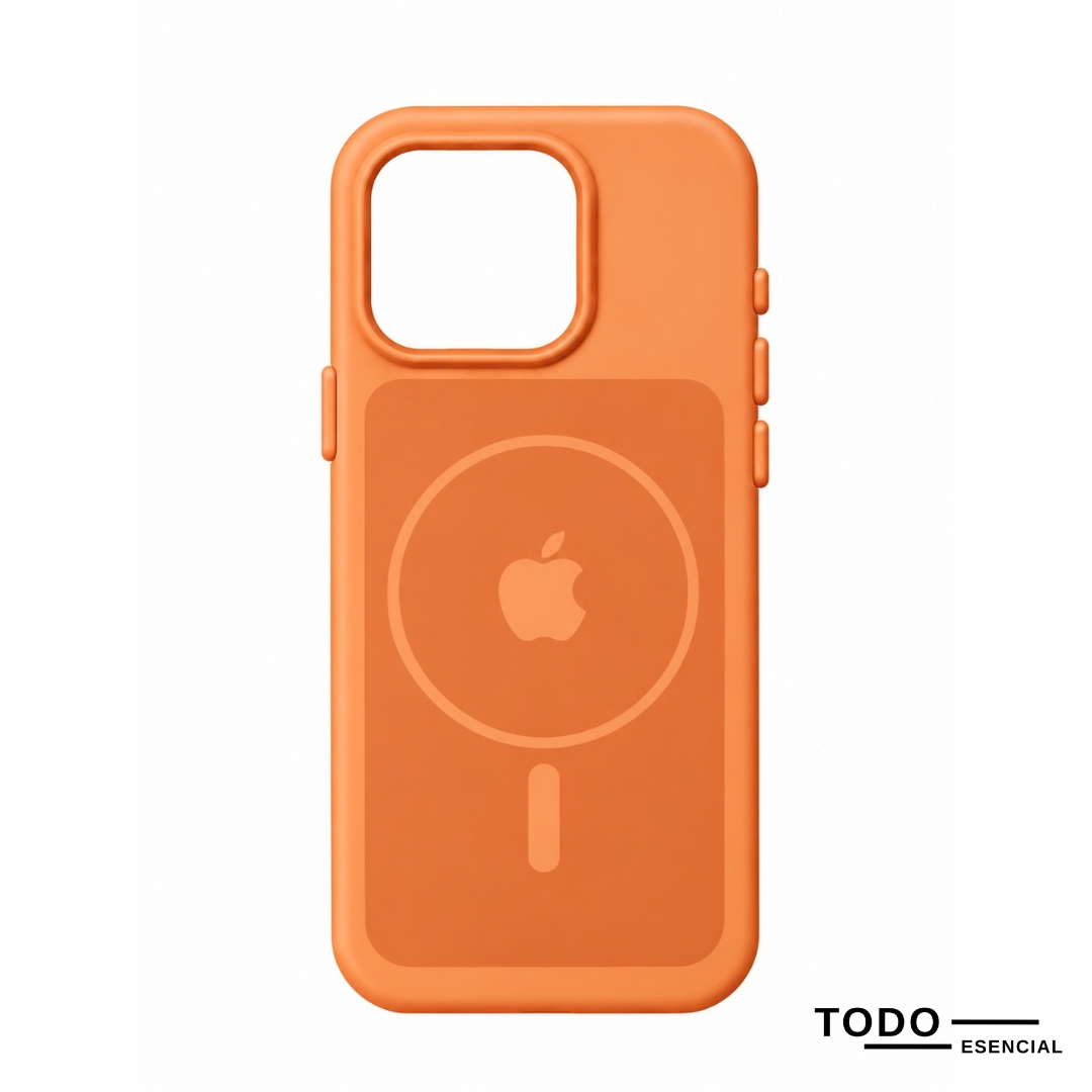 Estuche Iphone 16 Pro Silicona Luxe Naranja Con Logo