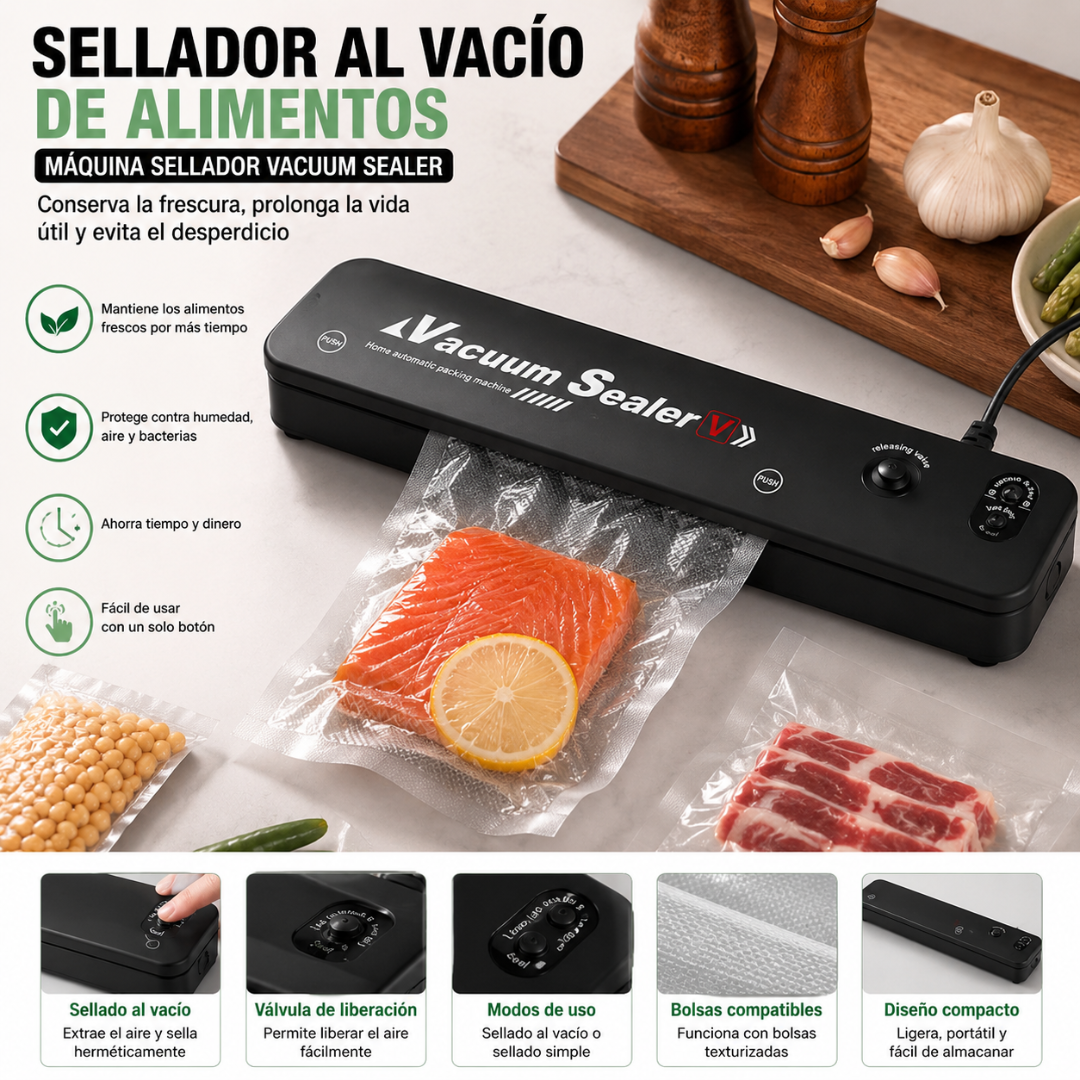 Sellador al Vacío de Alimentos Máquina Sellador Vacuum Sealer