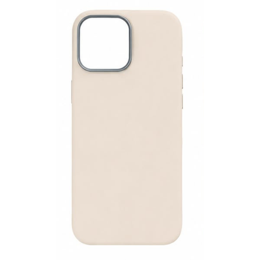 Estuche Cuerina Sencillo Iphone 15 Pro Max Blanca