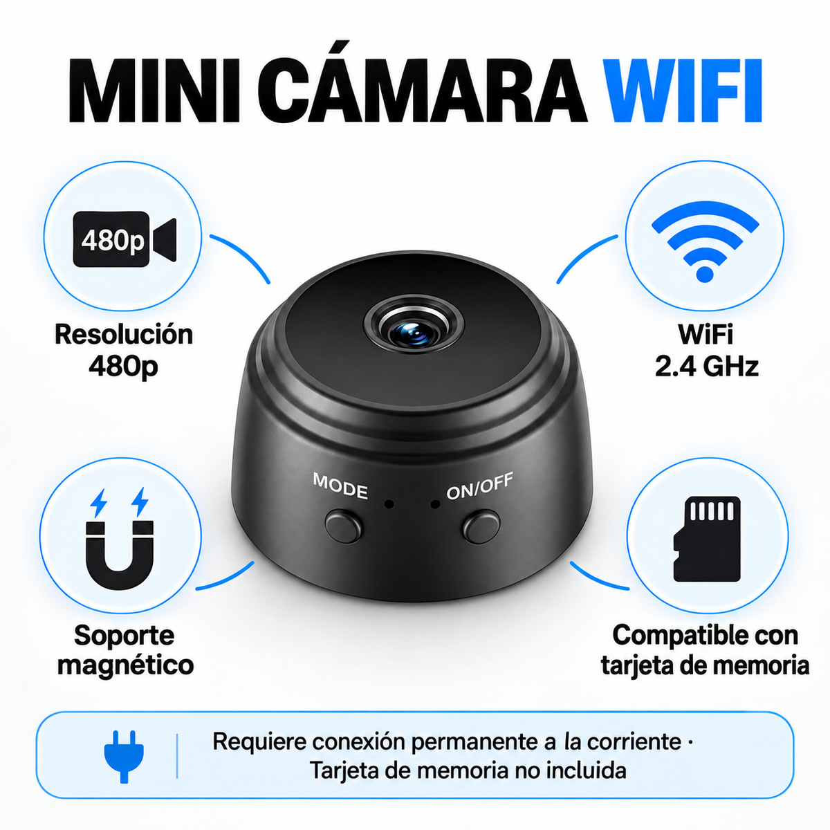 Mini Cámara Seguridad Mini Camara Espía 480p 2.4GHz