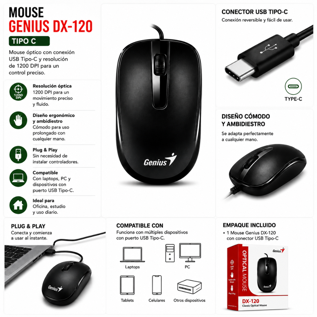 Mouse Genius Dx-120 Tipo C