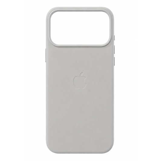 Estuche Iphone 17 Pro Cuerina Gris Claro Con Magsafe