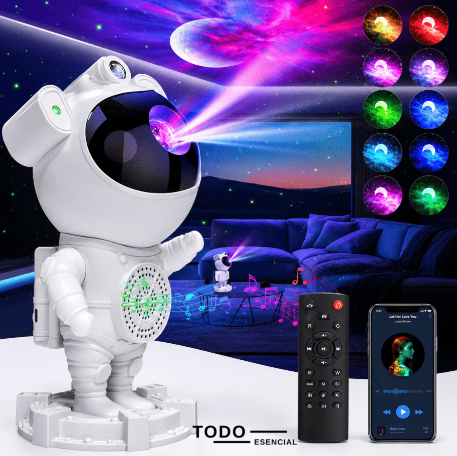 Proyector Lampara Astronauta RGB Bluetooth Iluminación y Sonido