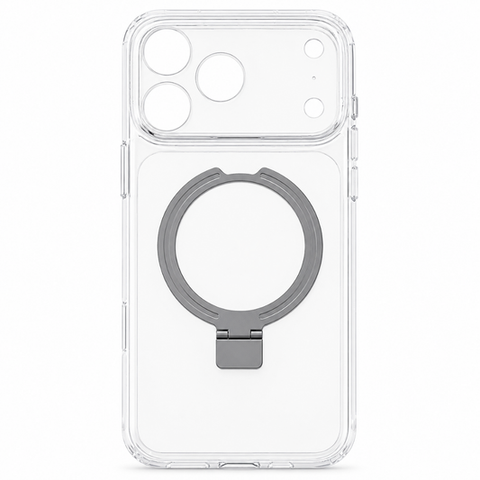 Estuche iPhone 18 pro Max con soporte metálico gris